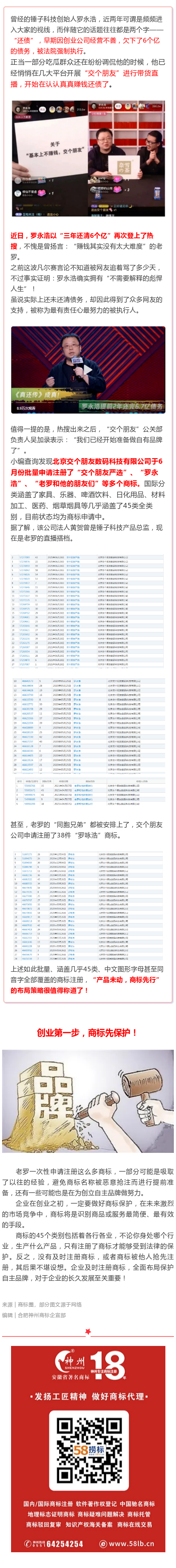 三年還了6個億，羅永浩“交個朋友嚴選”注冊全類商標